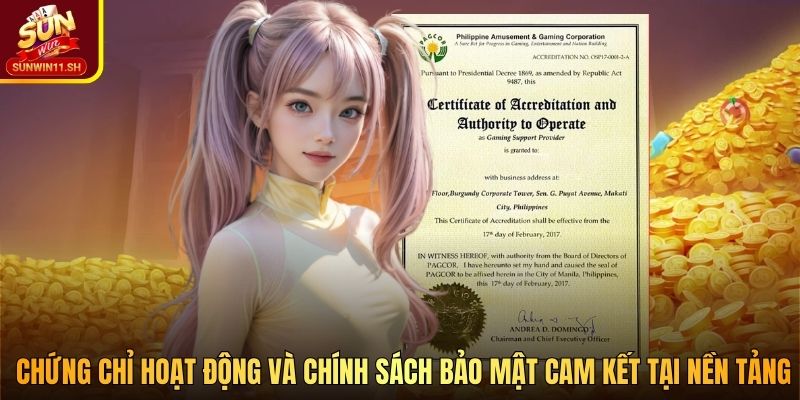 Chứng chỉ hoạt động và chính sách bảo mật cam kết tại nền tảng